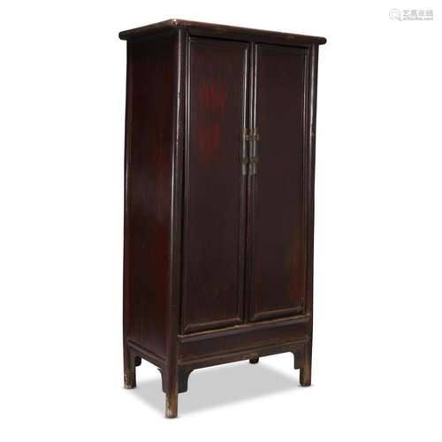 A Chinese Ming style lacquered wood twin-door rectangular cabinet,