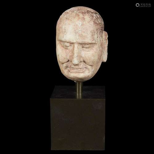 A Chinese carved marble head of a lohan, late tang to early song dynasty, 10th-11th century