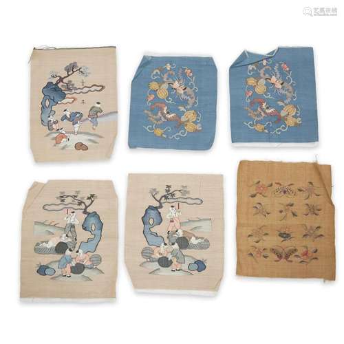 A group of twelve small Chinese kesi tapestry panels, qing dynasty