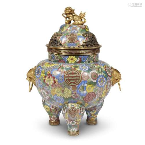 A Chinese cloisonné and parcel gilt 