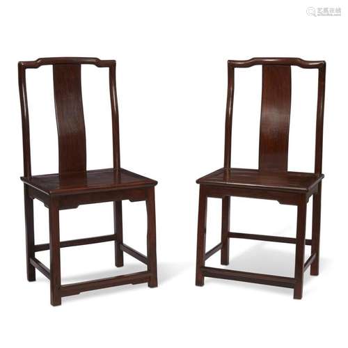 A pair of Chinese hardwood side chairs,