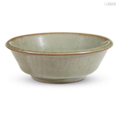 A Chinese Longquan celadon small circular brush washer, probably southern song dynasty