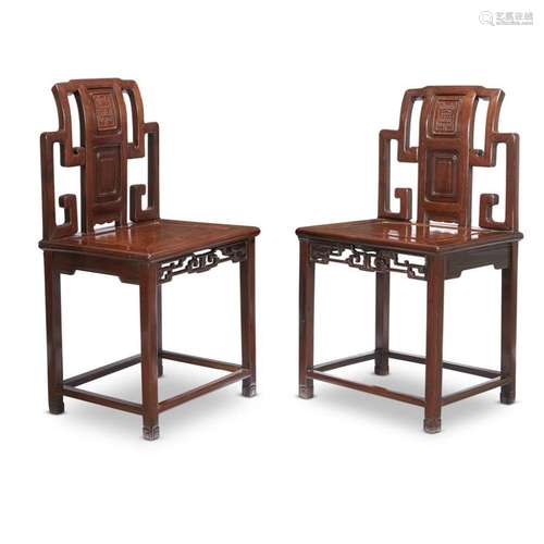 *A pair of Chinese hardwood, possibly 