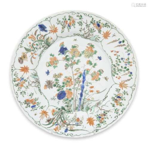 A Chinese famille verte-decorated plate with Johanneum marks, kangxi period