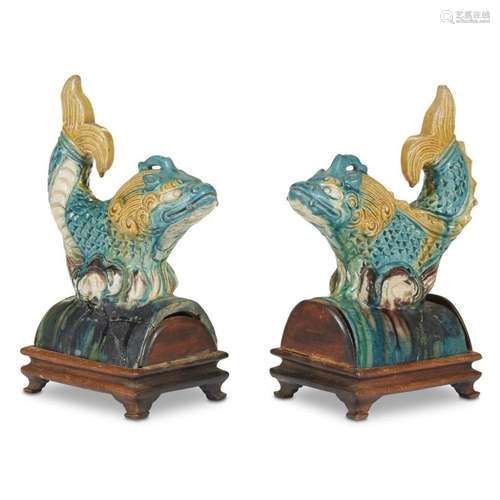 A pair of Chinese sancai-glazed pottery 