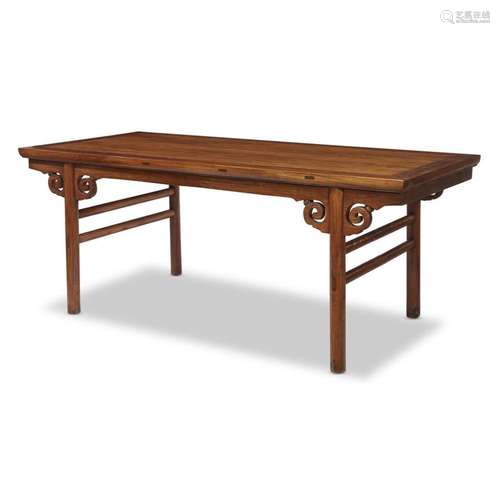 A Chinese Ming style carved elm wood calligraphy table,