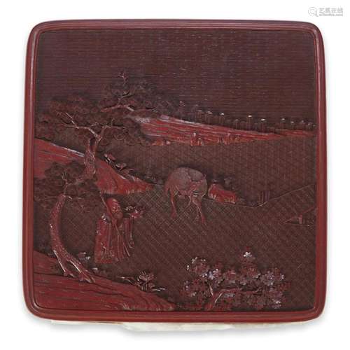 A Chinese carved cinnabar lacquer box and cover, qianlong/jiaqing period