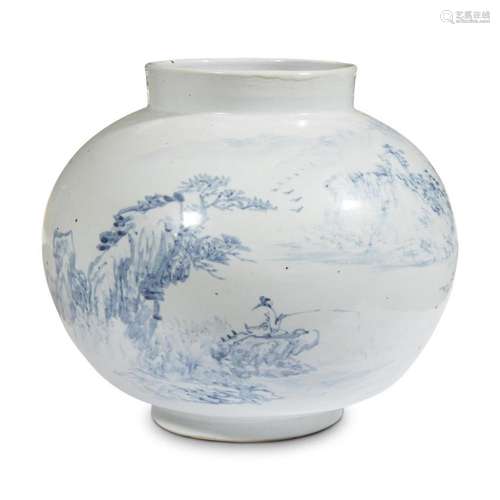 A Korean blue and white-decorated porcelain 