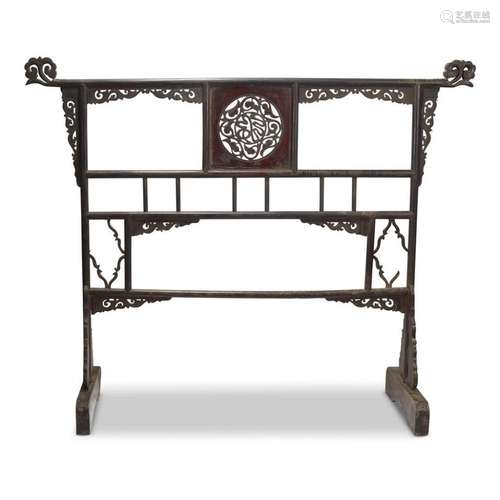 A large Chinese carved and lacquered wood clothing rack, probably shanxi province, 19th century or earlier