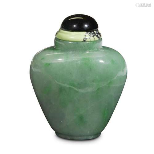 A small Chinese jadeite snuff bottle,