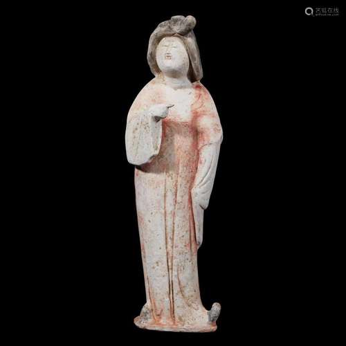 A Chinese painted pottery court lady, probably tang dynasty, 8th century