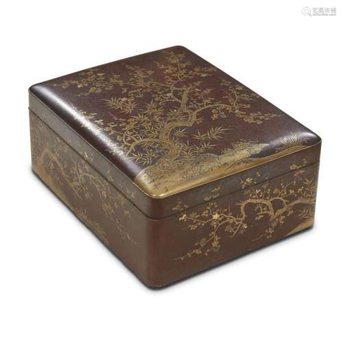 A Japanese lacquer large rectangular box and cover, 18th/19th century