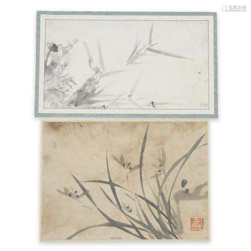 KOREAN SCHOOL- ATTRIBUTED TO CHOESOK, SINWI, TWO WORKS, , BAMBOO, ORCHIDS