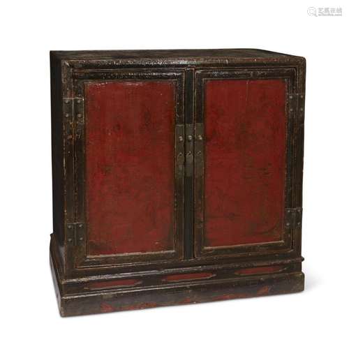 A Chinese lacquer two-door rectangular cabinet,