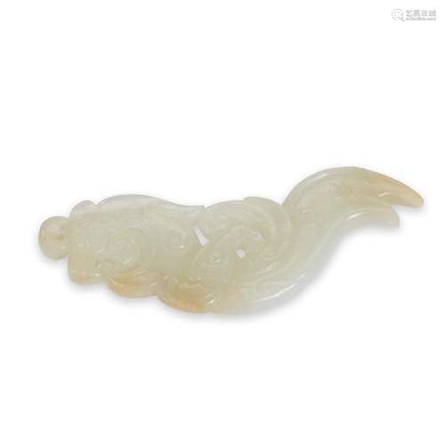 An archaistic white jade 'Qilong' pendant, qing dynasty