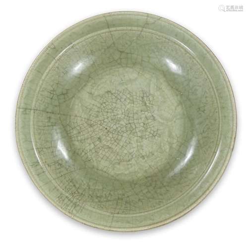 A Thai celadon dish, Sawankhalok kilns, 14th-16th century