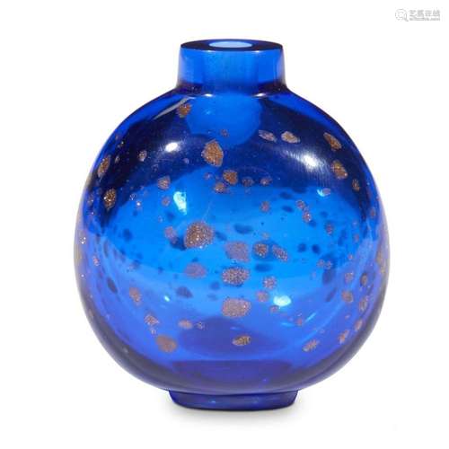 A Chinese cobalt and copper-spangled glass snuff bottle,