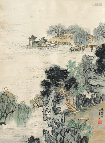 钱松嵒（1899～1985） 山水 立轴 设色纸本