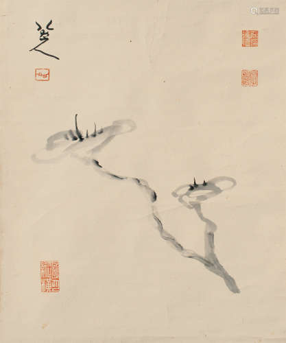 八大山人（1626～1705） 灵芝 立轴 水墨纸本