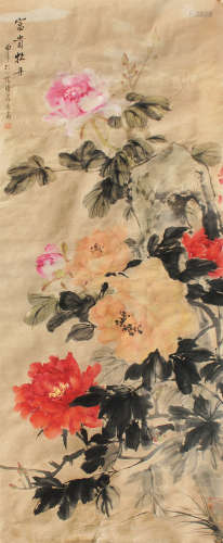 孔小瑜（1899～1984） 富贵牡丹 立轴 设色纸本
