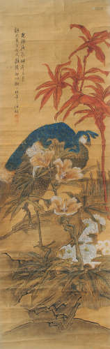 任伯年（1840～1895） 孔雀 立轴 设色绢本