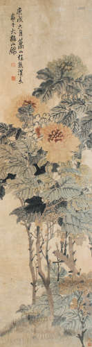 任熊（1823～1857） 花卉 立轴 设色纸本