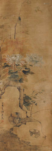 居巢（1811～1899） 花卉草虫 镜片 设色绢本