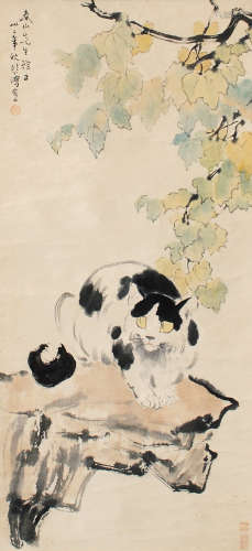 徐悲鸿（1895～1953） 猫 立轴 设色纸本