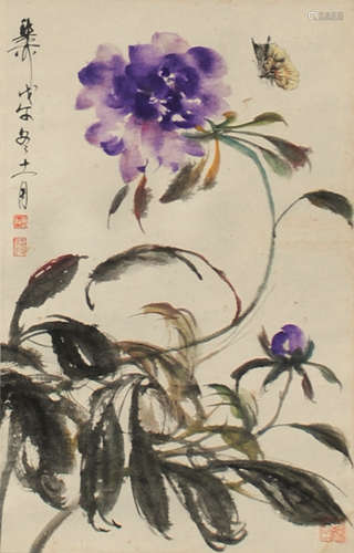 谢稚柳（1910～1997） 花卉 立轴 设色纸本