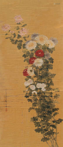 顾洛（1763～1837） 秋菊图 立轴 设色绢本