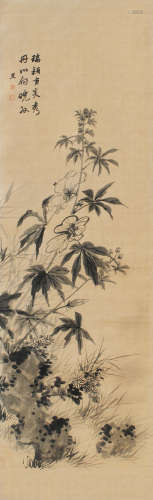 王昱（1714～1748） 瑞颖丹心 立轴 水墨绢本