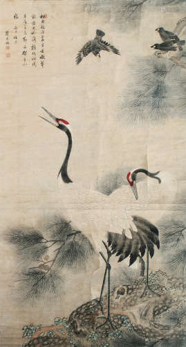 蒋庭锡（1669～1732） 松鹤 立轴 设色纸本