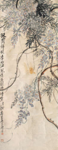 吴昌硕（1844～1927） 紫滕 立轴 设色纸本