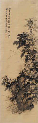 王昱（1714～1748） 花卉 立轴 水墨绢本