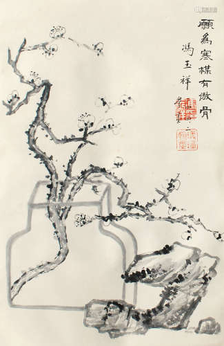 冯玉祥（1882～1948） 梅石 立轴 水墨纸本