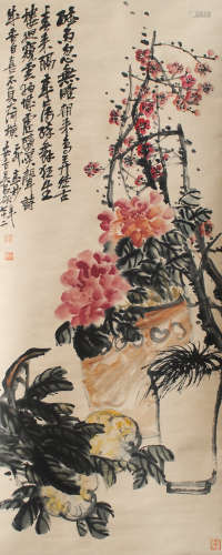 吴昌硕（1844～1927） 花卉 立轴 设色纸本