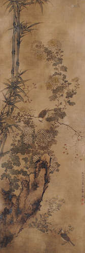 邹一桂（1688～1772） 花鸟 立轴 设色绢本