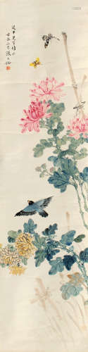 张大壮（1903～1980） 花鸟 立轴 设色纸本