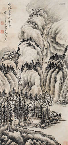 奚冈（1746～1803） 山水 立轴 水墨纸本