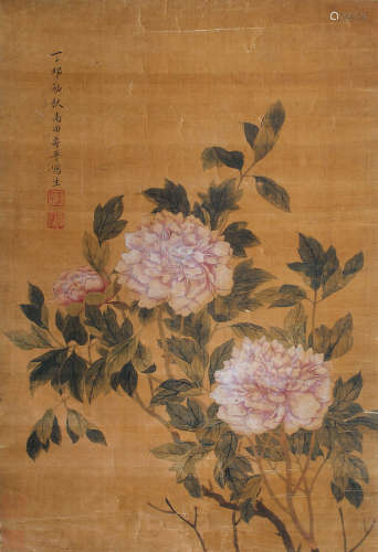 恽寿平（1633～1690） 富贵图 镜框 设色绢本