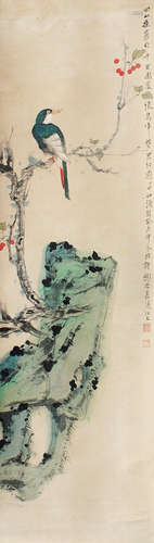 谢稚柳（1910～1997） 花鸟 立轴 设色纸本