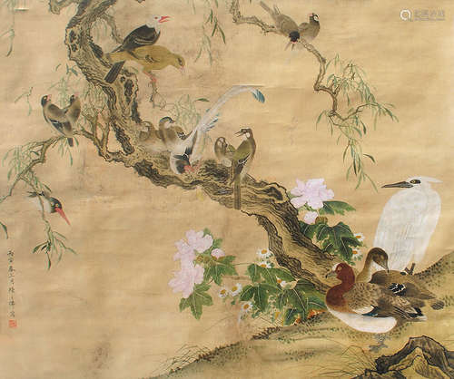 陈之佛（1896～1962） 花鸟 立轴 设色绢本