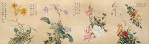 程砚秋（1904～1958） 花卉 镜片 设色绢本