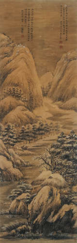 王石谷 雪景山水 立轴 设色绢本