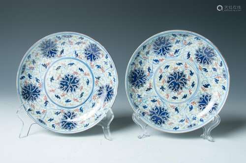 BLUE, WHITE, DOUCAI DISHES, XUANTONG MARK/PERIOD