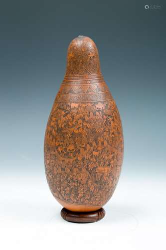 A WESTERN STYLE CARVED DOUBLE GOURD