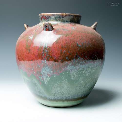 A FLAMBÉ GLAZED GLOBULAR JAR, 20TH C.