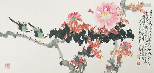 ZHAO SHAOANG, FRAMED, COLOR AND INK ON PAPER