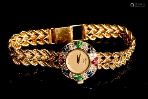 CHOPARD 18TH C. YELLOW GOLD LADY WATCH WITH DIAM