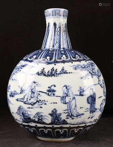 A BLUE&WHITE FIGURE DESIGN VASE